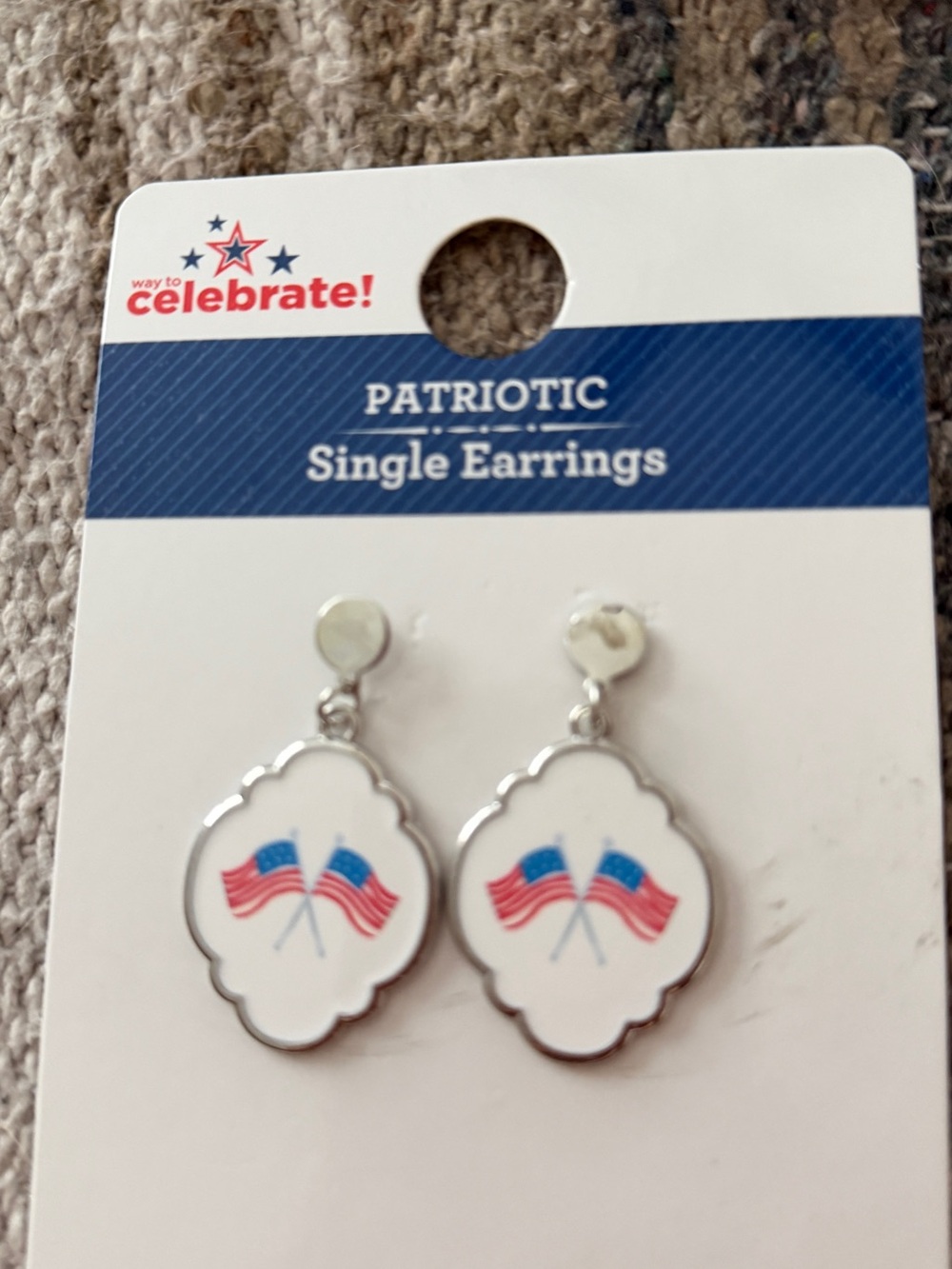 Celebrate It Patriotic American Flag Dangle Earrings - Red, White, Blue